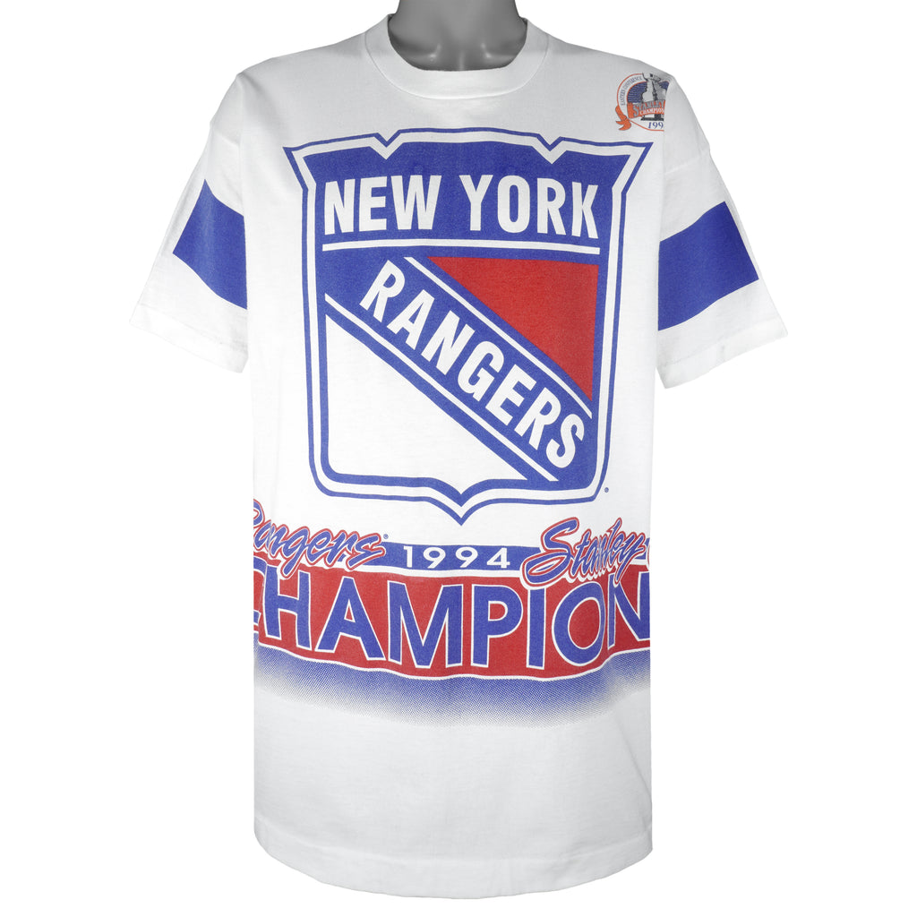 NHL (Salem) - New York Rangers Big Logo Champs T-Shirt 1994 X-Large Vintage Retro Hockey
