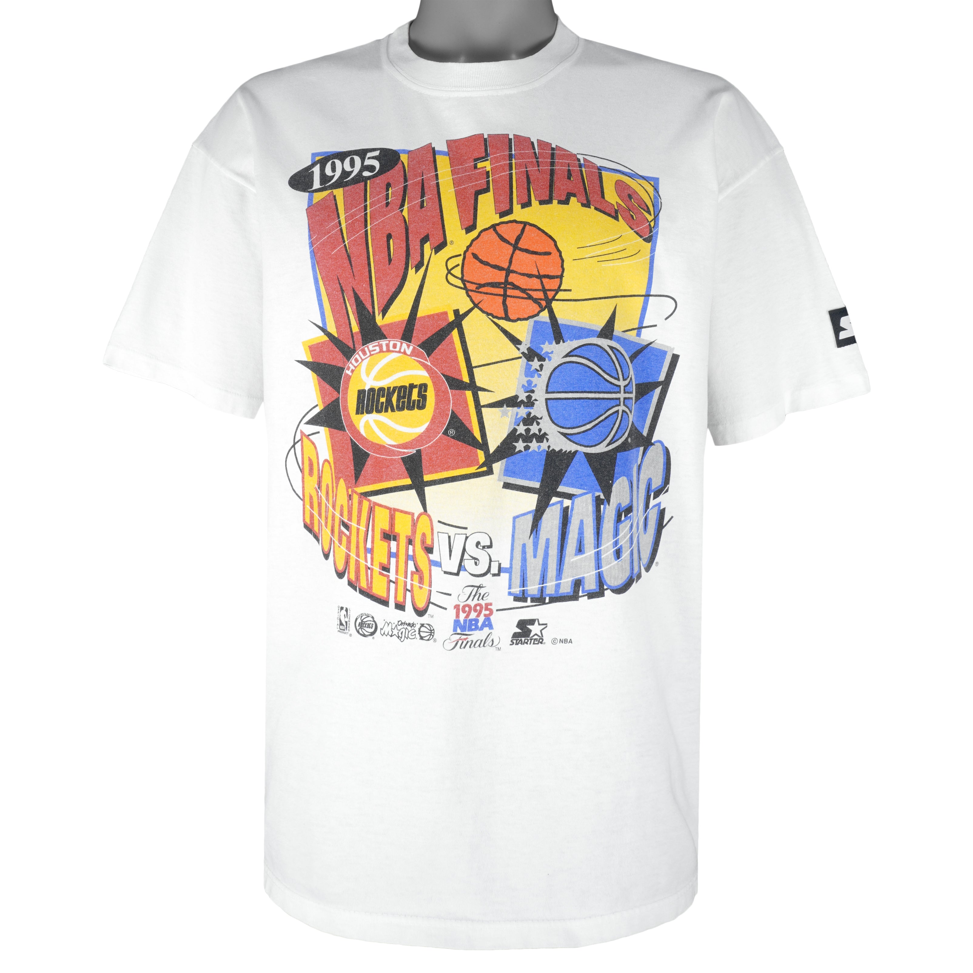 Starter (NBA) - Houston Rockets VS Orlando Magic Single Stitch T-Shirt 1995 Large Vintage Retro Basketball