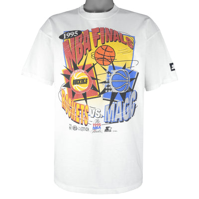 Starter (NBA) - Houston Rockets VS Orlando Magic Matchups T-Shirt 1995 Large