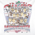 MLB (Salem) - Minnesota Twins Caricature Champs Single Stitch T-Shirt 1991 Large Vintage Retro Baseball