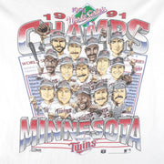 MLB (Salem) - Minnesota Twins Caricature Champs Single Stitch T-Shirt 1991 Large Vintage Retro Baseball