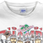 MLB (Salem) - Minnesota Twins Caricature Champs Single Stitch T-Shirt 1991 Large Vintage Retro Baseball