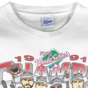 MLB (Salem) - Minnesota Twins Caricature Champs Single Stitch T-Shirt 1991 Large Vintage Retro Baseball