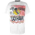 NHL (Magic Johnson T's) - Chicago Blackhawks Stanley Cup Single Stitch T-Shirt 1992 X-Large Vintage Retro Hockey