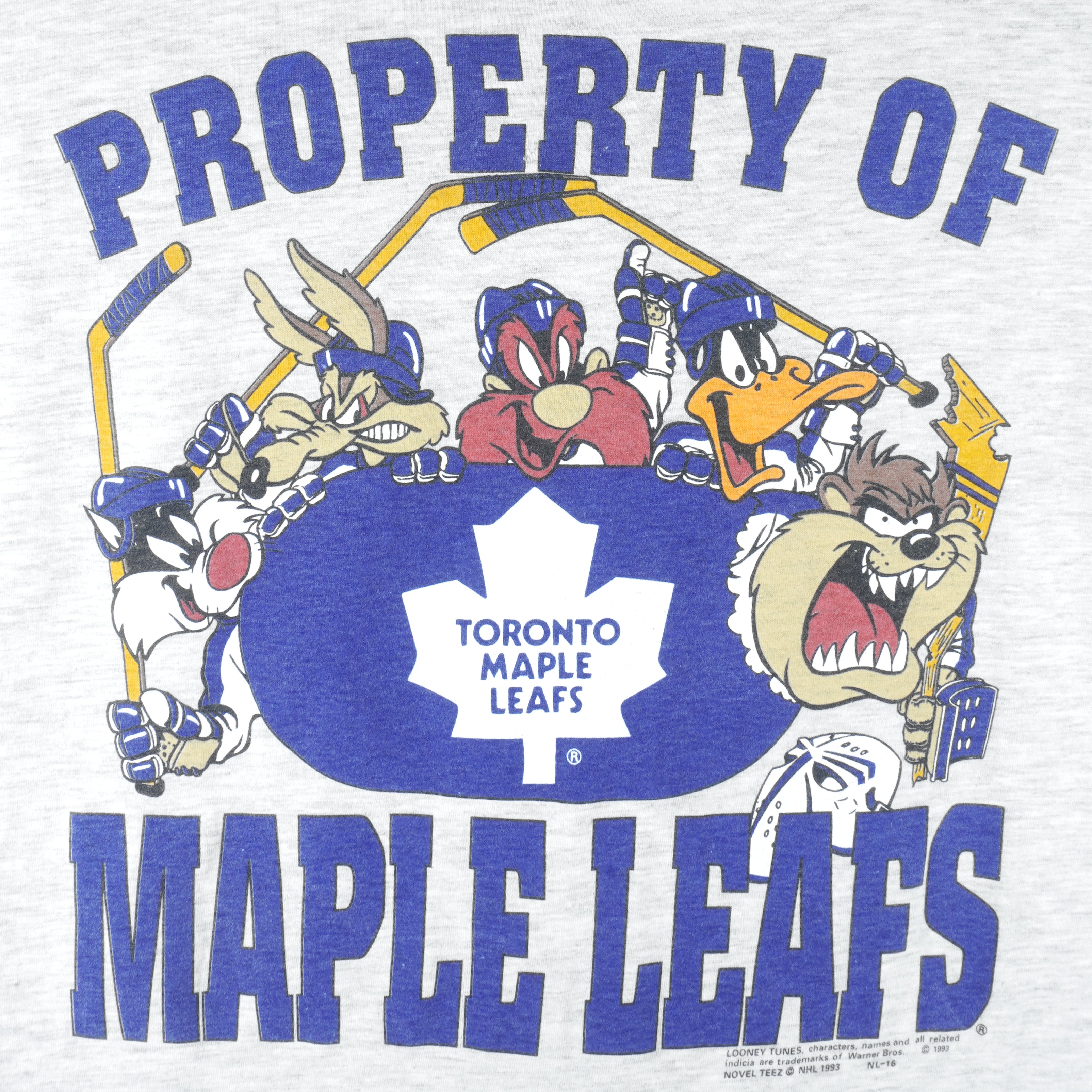 NHL - Toronto Maple Leafs With Looney Tunes Single Stich T-Shirt 1993 Medium Vintage Retro Hockey