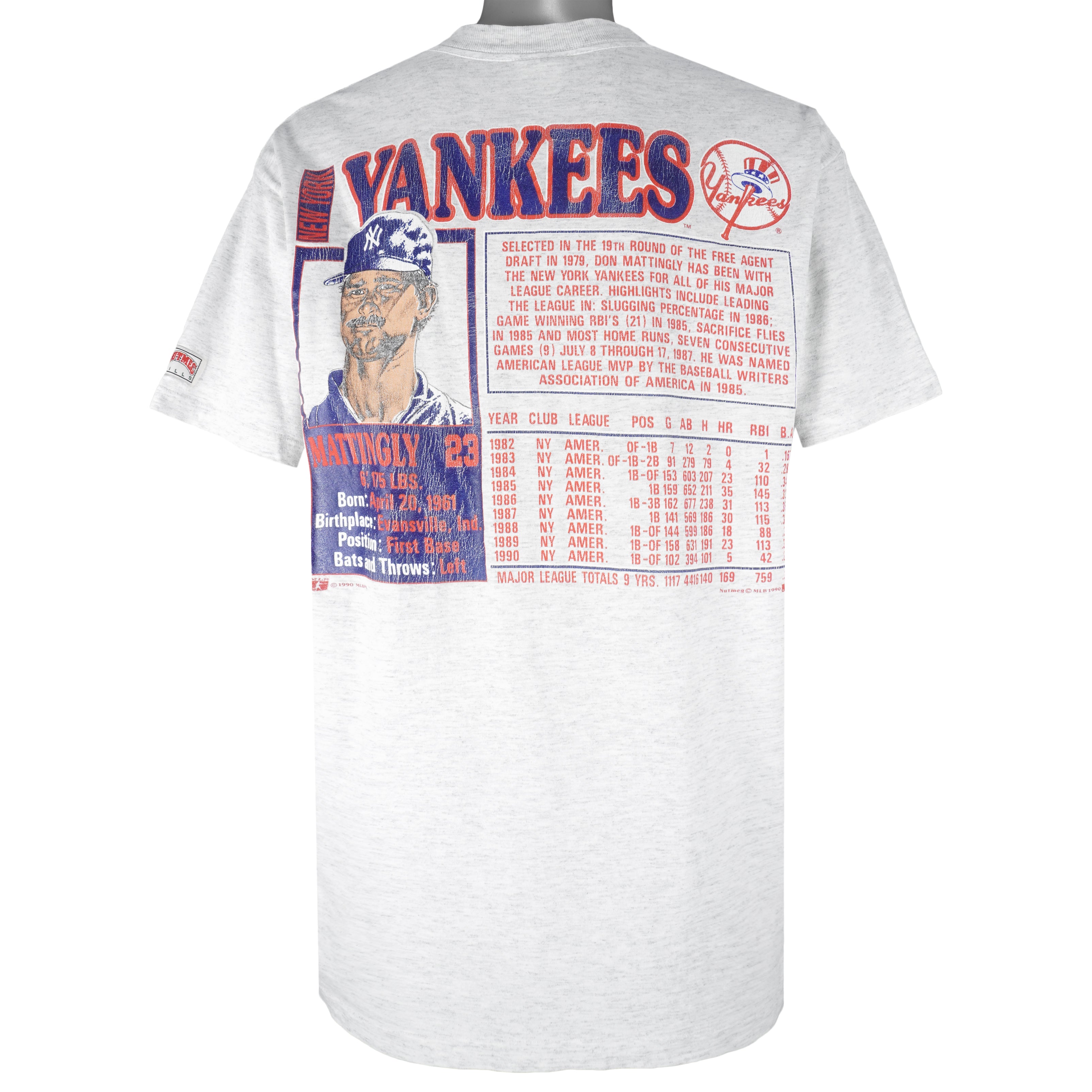 Vintage MLB (Nutmeg) - New York Yankees Don Mattingly MVP Single Stitch T-Shirt 1990 X-Large