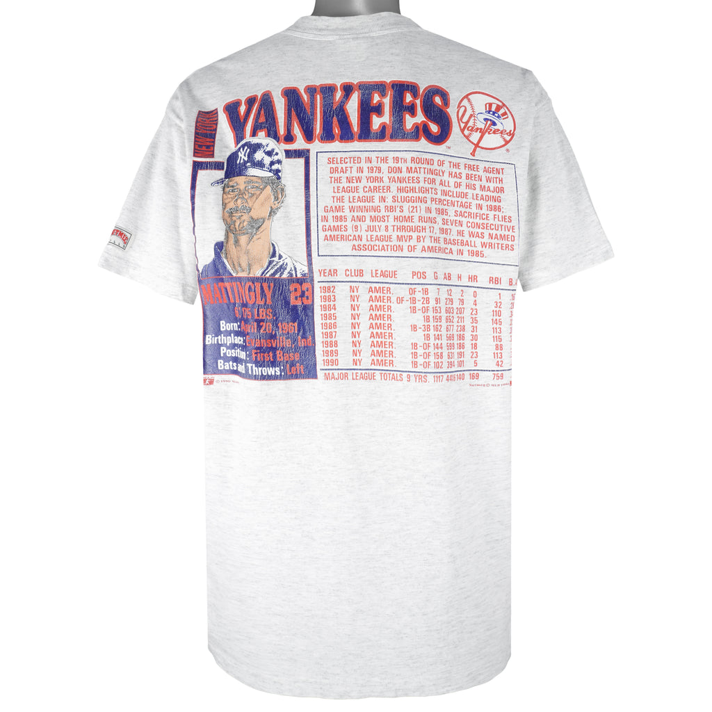 MLB (Nutmeg) - New York Yankees Don Mattingly Single Stitch T-Shirt 1990 X-Large Vintage Retro Baseball