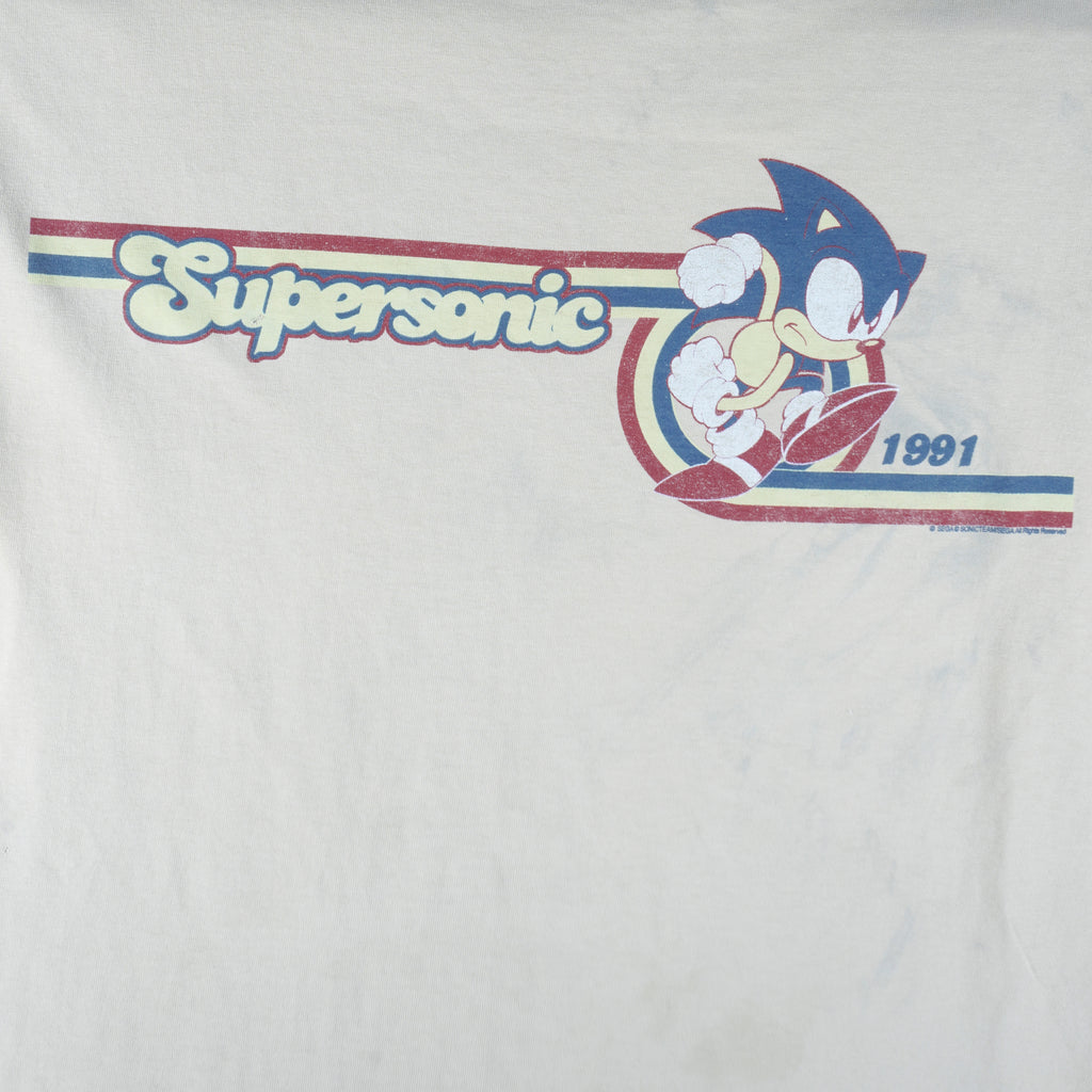 Vintage (AAA) - Beige Super Sonic T-Shirt 1991 Large Vintage Retro
