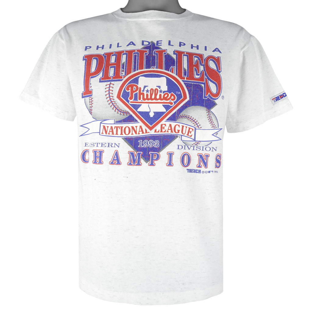 MLB (Trench) - Philadelphia Phillies Big Logo T-Shirt 1993 Large Vintage Retro Baseball