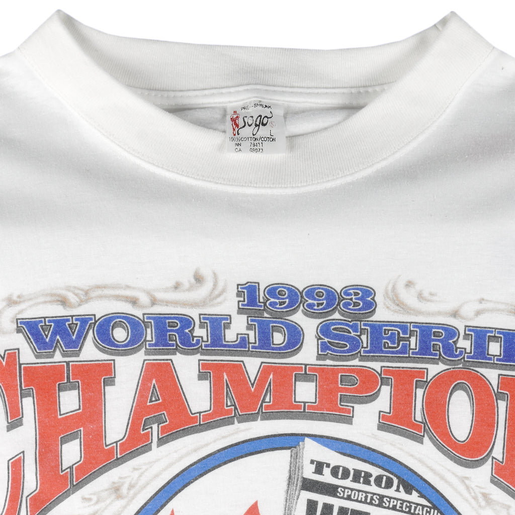 MLB (Sogo) - Toronto Blue Jays Single Stitch T-Shirt 1993 Large Vintage Retro Baseball