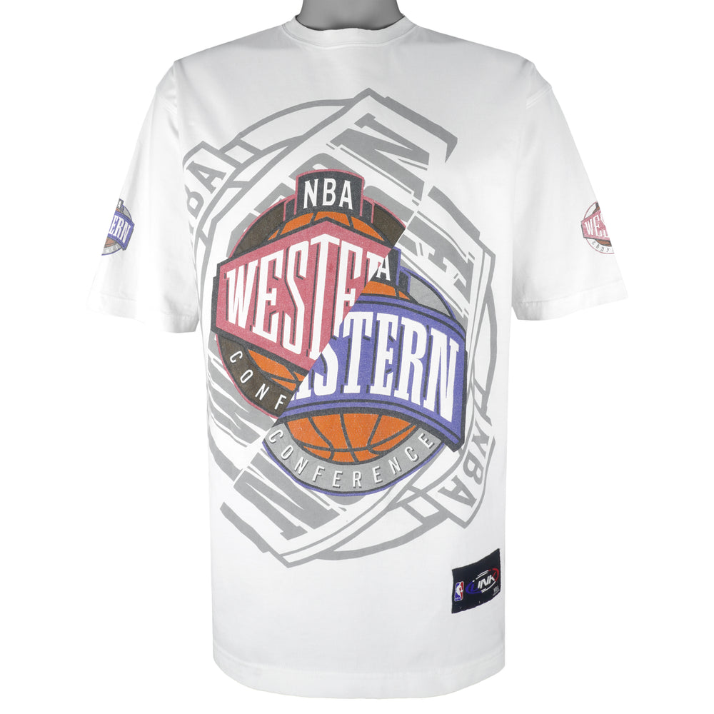 NBA (Link) - All Star Logos Team Western Single Stitch T-Shirt 1990s Large Vintage Retro Basketball
