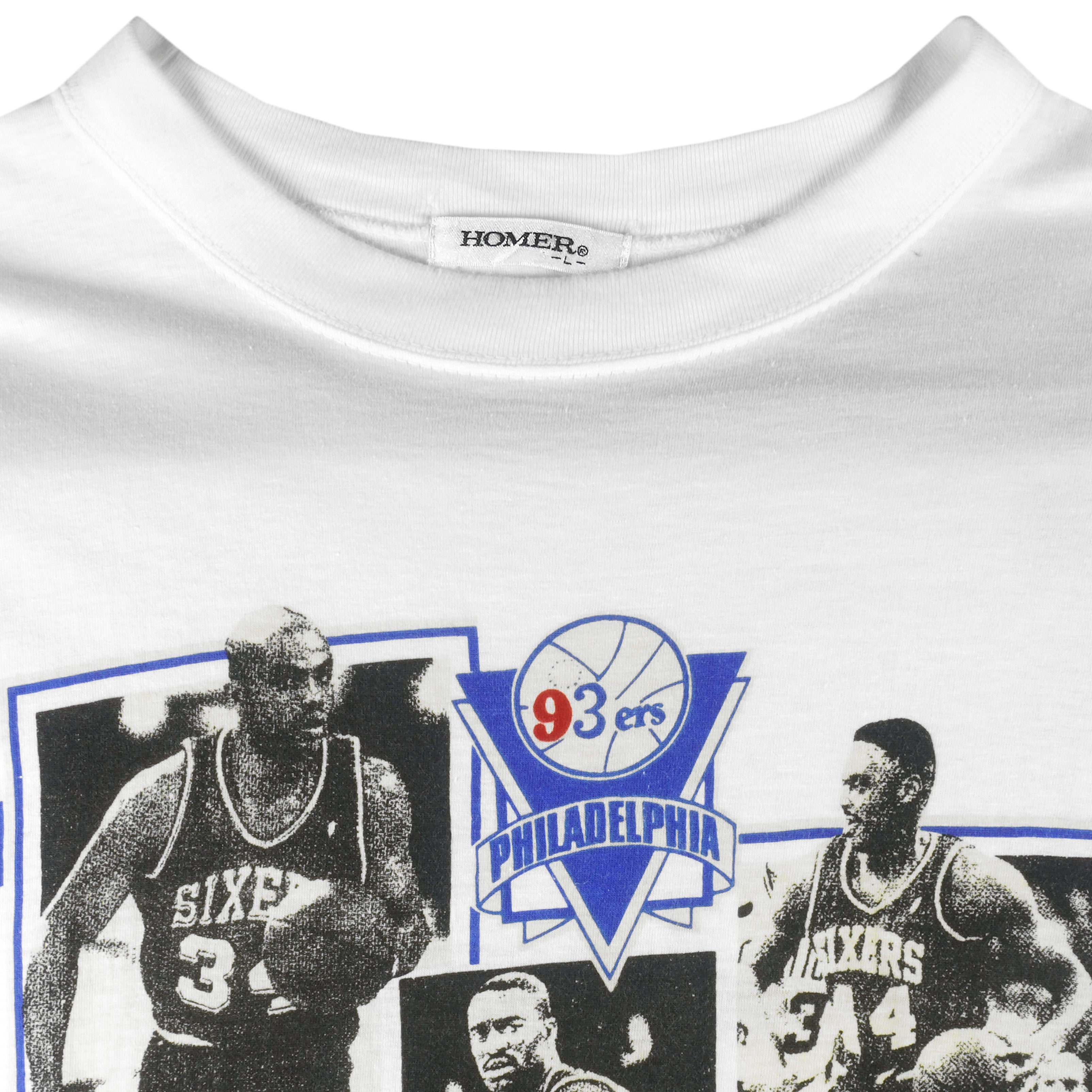 NBA (Homer) - Philadelphia 93ers Single Stitch T-Shirt 1990s Large Vintage Retro Baseketball