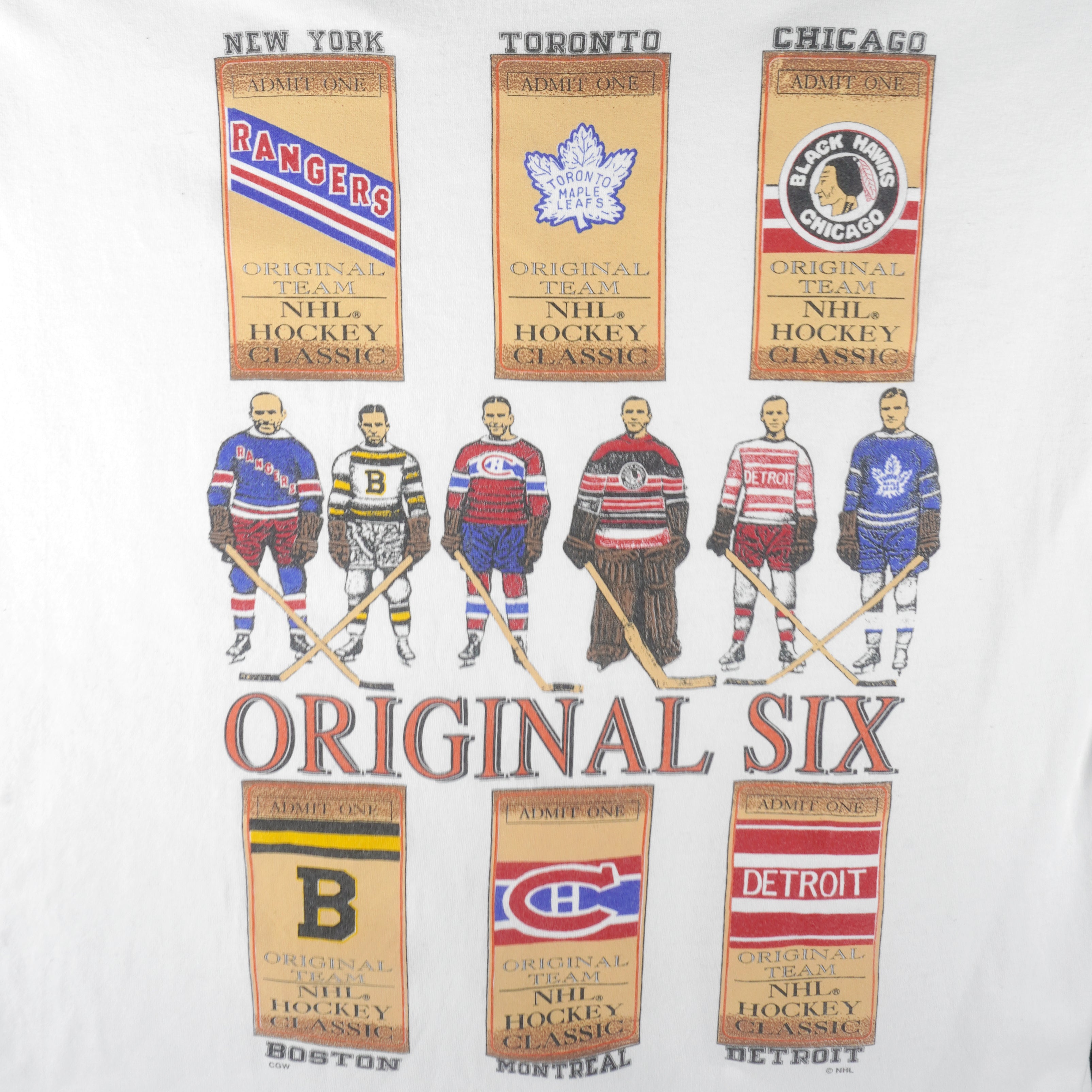 NHL (Hanes) - Canadian Tour Toronto Montreal Ottawa Original Six T-Shirt 1990s X-Large Vintage Retro Hockey