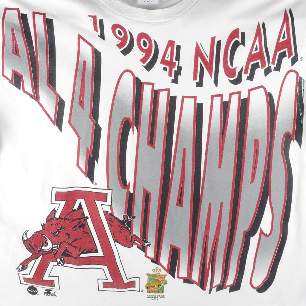Starter (NCAA) - Arkansas Razorbacks Final 4 Champs Single Stitch T-Shirt 1994 X-Large Vintage Retro College