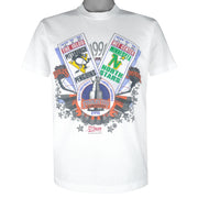 NHL - Pittsburgh Penguins VS Minnesota North Stars Single Stitch T-Shirt 1991 Large Vintage Retro Hockey