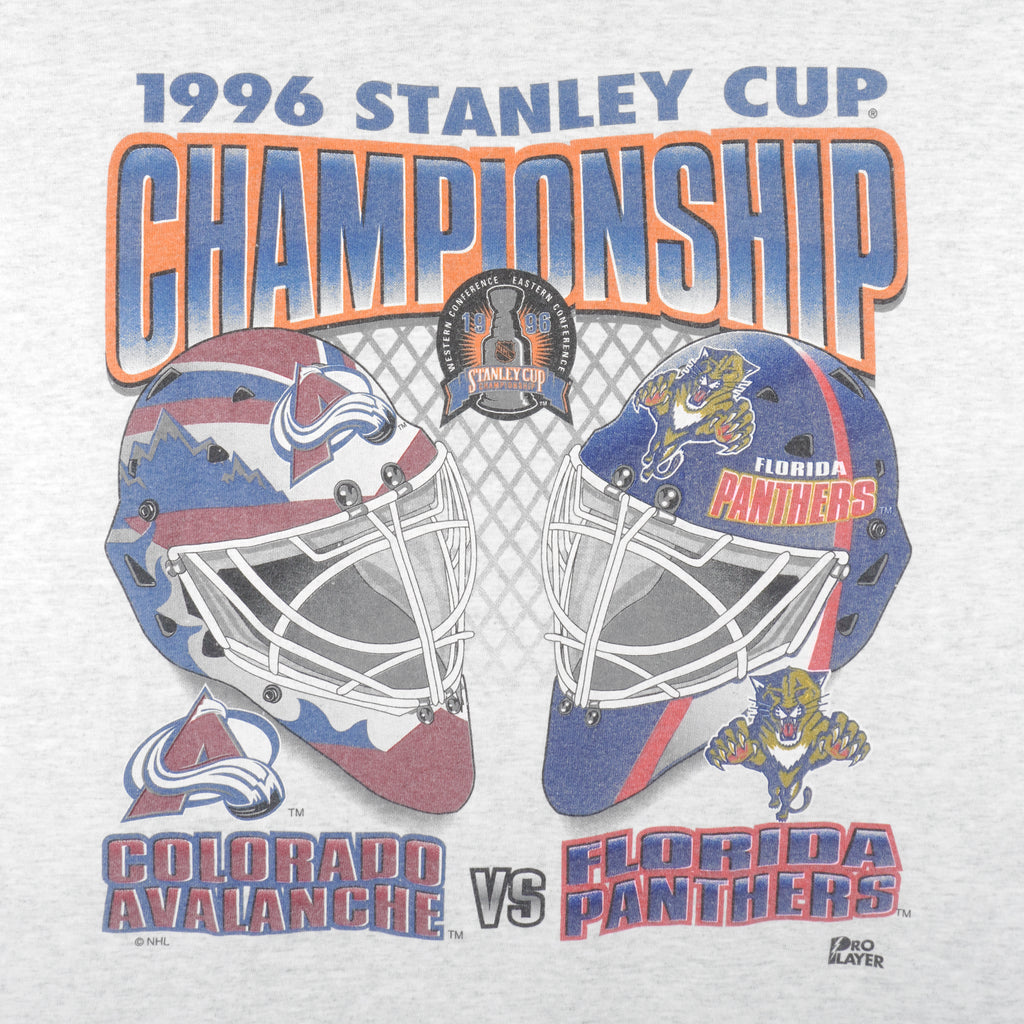 NHL (Salem) - Colorado Avalanche VS Florida Panthers Single Stitch T-Shirt 1996 X-Large Vintage Retro Hockey