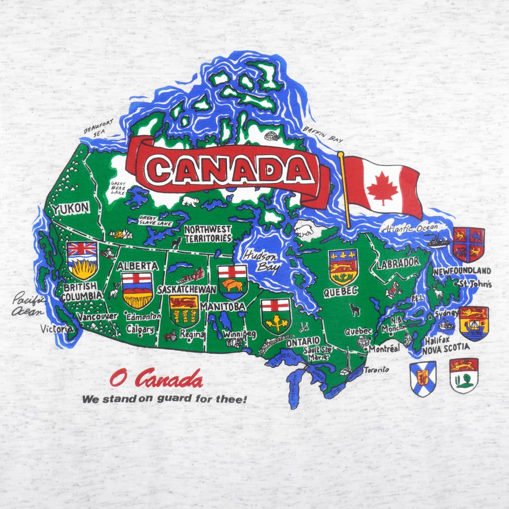 Vintage - O Canada We Stand Guard For Thee Map T-Shirt 1990s Large Vintage Retro