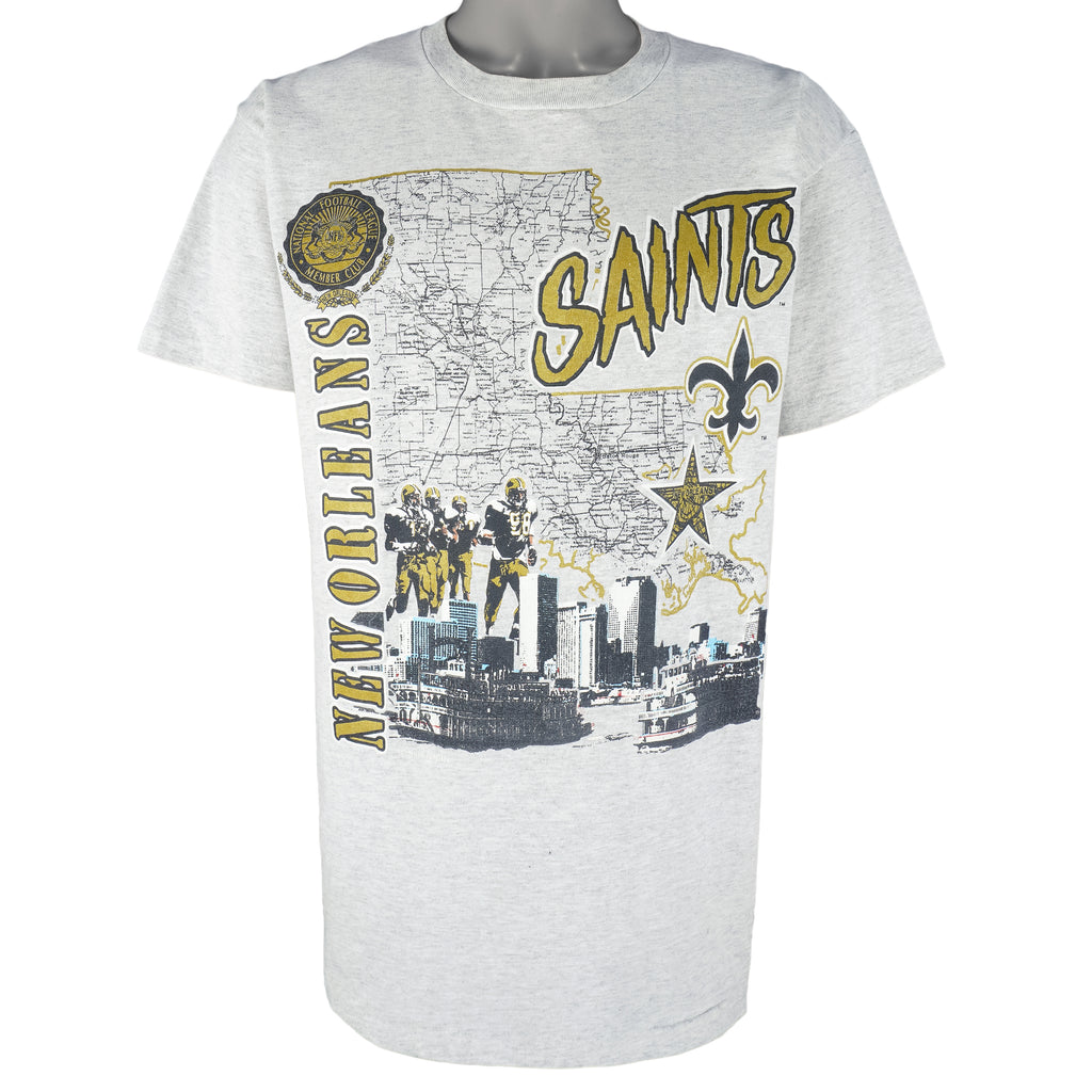 NFL (Nutmeg) - New Orleans Saints Map Single Stitch T-Shirt 1990s X-Large Vintagee Retro Football