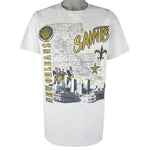 NFL (Nutmeg) - New Orleans Saints Map Single Stitch T-Shirt 1990s X-Large Vintagee Retro Football
