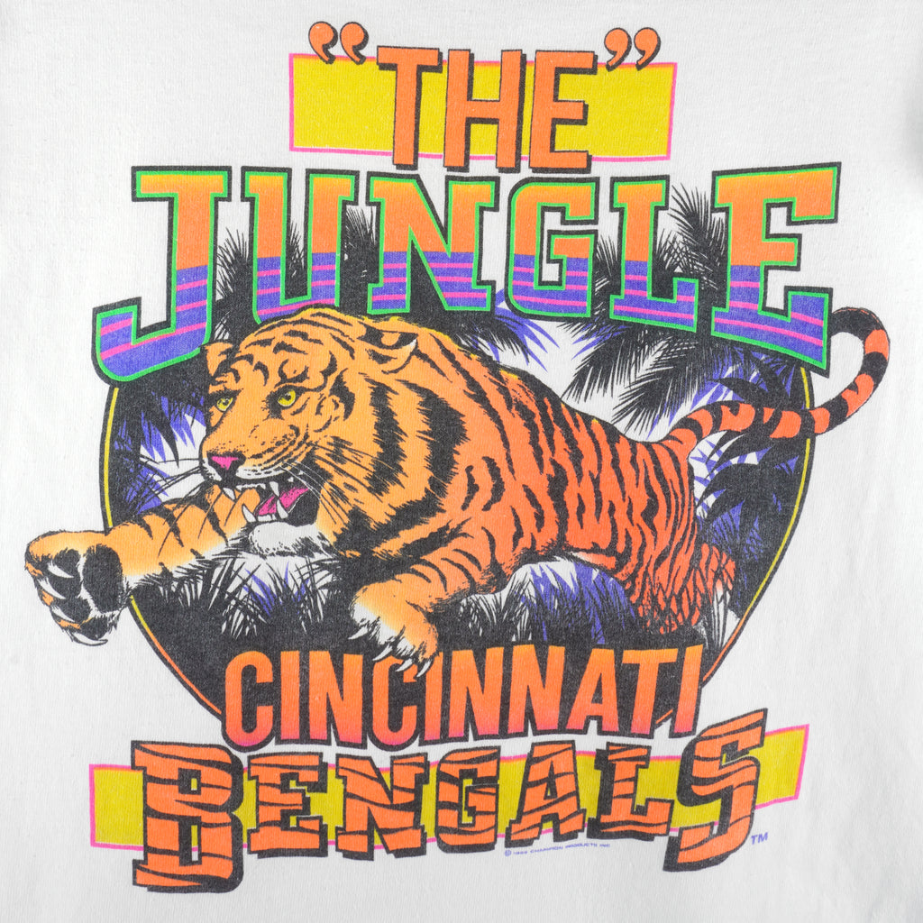 Champion (NFL) - Cincinnati Bengals Single Stitch T-Shirt 1989 Large Vintage Retro Football