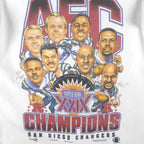 NFL - San Diego Chargers Caricature Single Stitch T-Shirt 1995 Large Vintage Retro Football
