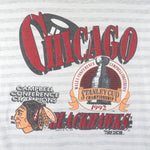 NHL (Trench) - Chicago Blackhawks Stanley Cup Champs Single Stitch T-Shirt 1992 X-Large Vintage Retro Hockey