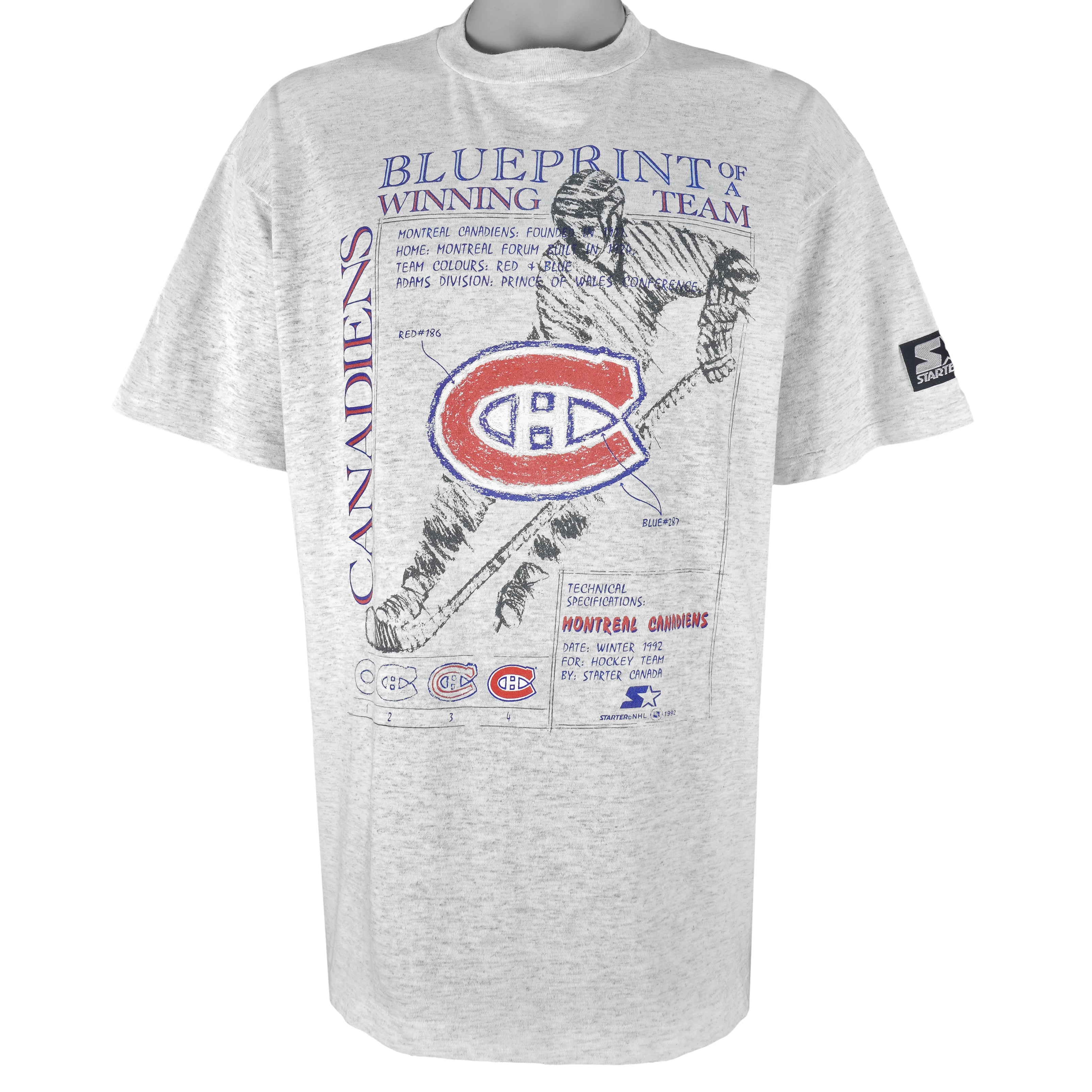 Starter - Montreal Canadiens Winning Team Single Stitch T-Shirt 1992 X-Large Vintage Retro Hockey