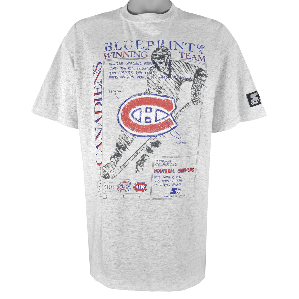 Starter - Montreal Canadiens Winning Team Single Stitch T-Shirt 1992 X-Large Vintage Retro Hockey