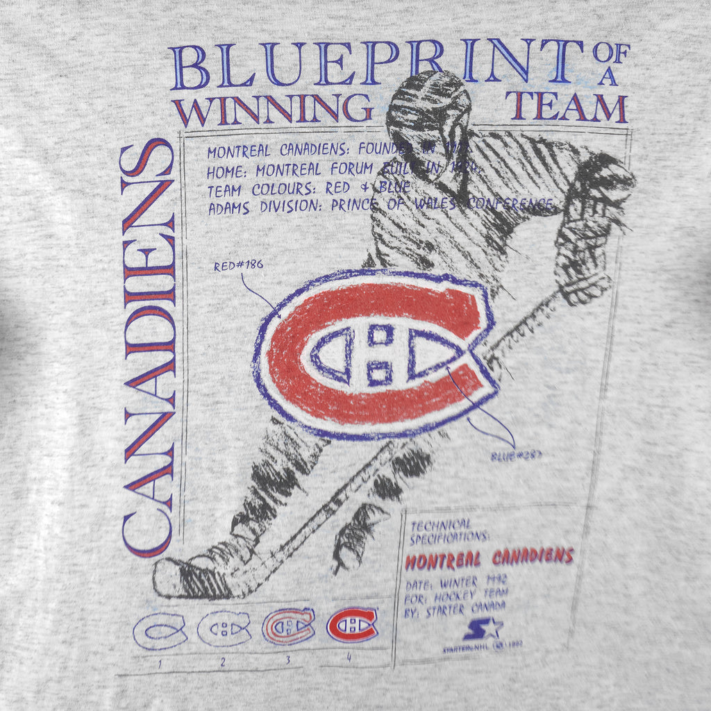 Starter - Montreal Canadiens Winning Team Single Stitch T-Shirt 1992 X-Large Vintage Retro Hockey