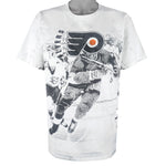 NHL (All Sport) - Philadelphia Flyers All Over Print T-Shirt 1990s Large Vintage Retro Hockey