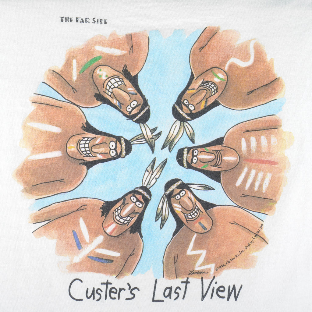 Vintage (The Far Side) - Custers Last View Single Stitch T-Shirt 1986 Large Vintage Retro