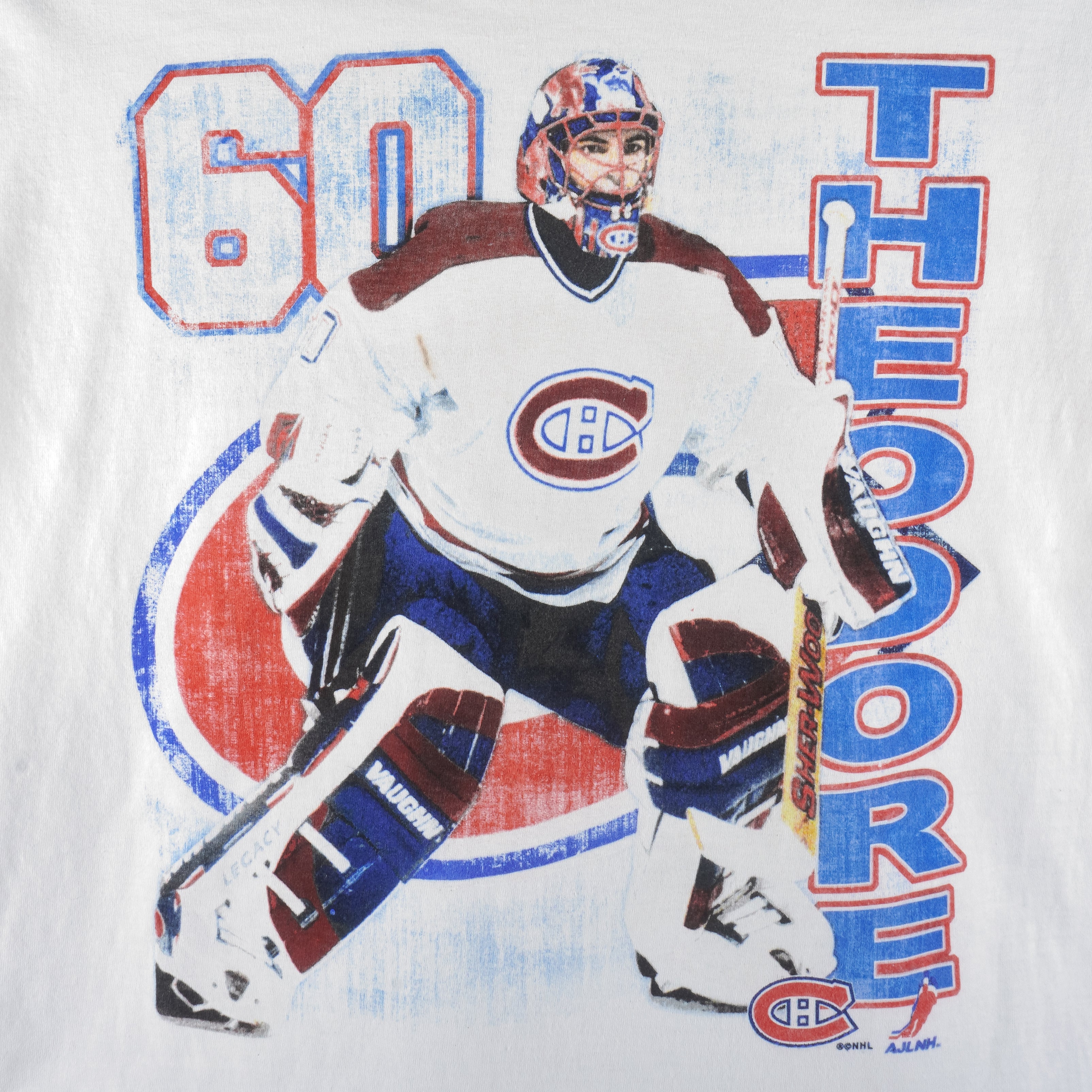 NHL (M&O Knits) - Montreal Canadiens Theodore #60 T-Shirt 1990s Large Vintage Retro Hockey