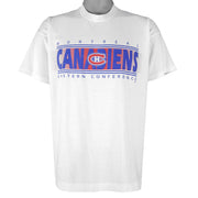 NHL - Montreal Canadiens Big Logo Single Stitch T-Shirt 1990s X-Large Vintage Retro Hockey