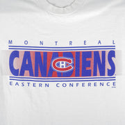 NHL - Montreal Canadiens Big Logo Single Stitch T-Shirt 1990s X-Large Vintage Retro Hockey
