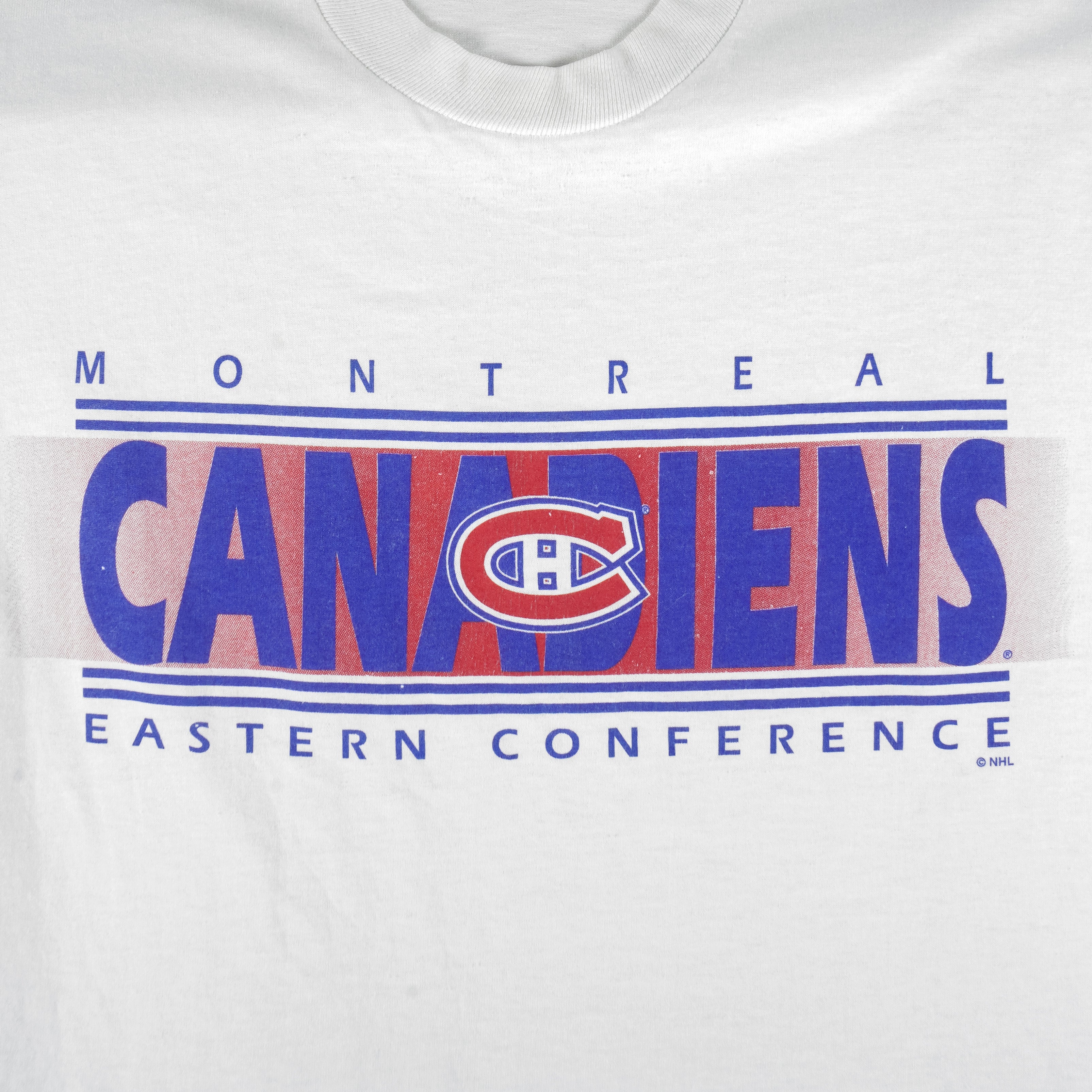 NHL - Montreal Canadiens Big Logo Single Stitch T-Shirt 1990s X-Large Vintage Retro Hockey