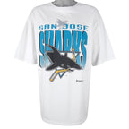 NHL (Jostens) - Grey San Jose Sharks Single Stitch T-Shirt 1993 XX-Large Vintage Retro Hockey