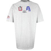 Umbro - Blue USA Flags Single Stitch T-Shirt 1994 X-Large Vintage Retro