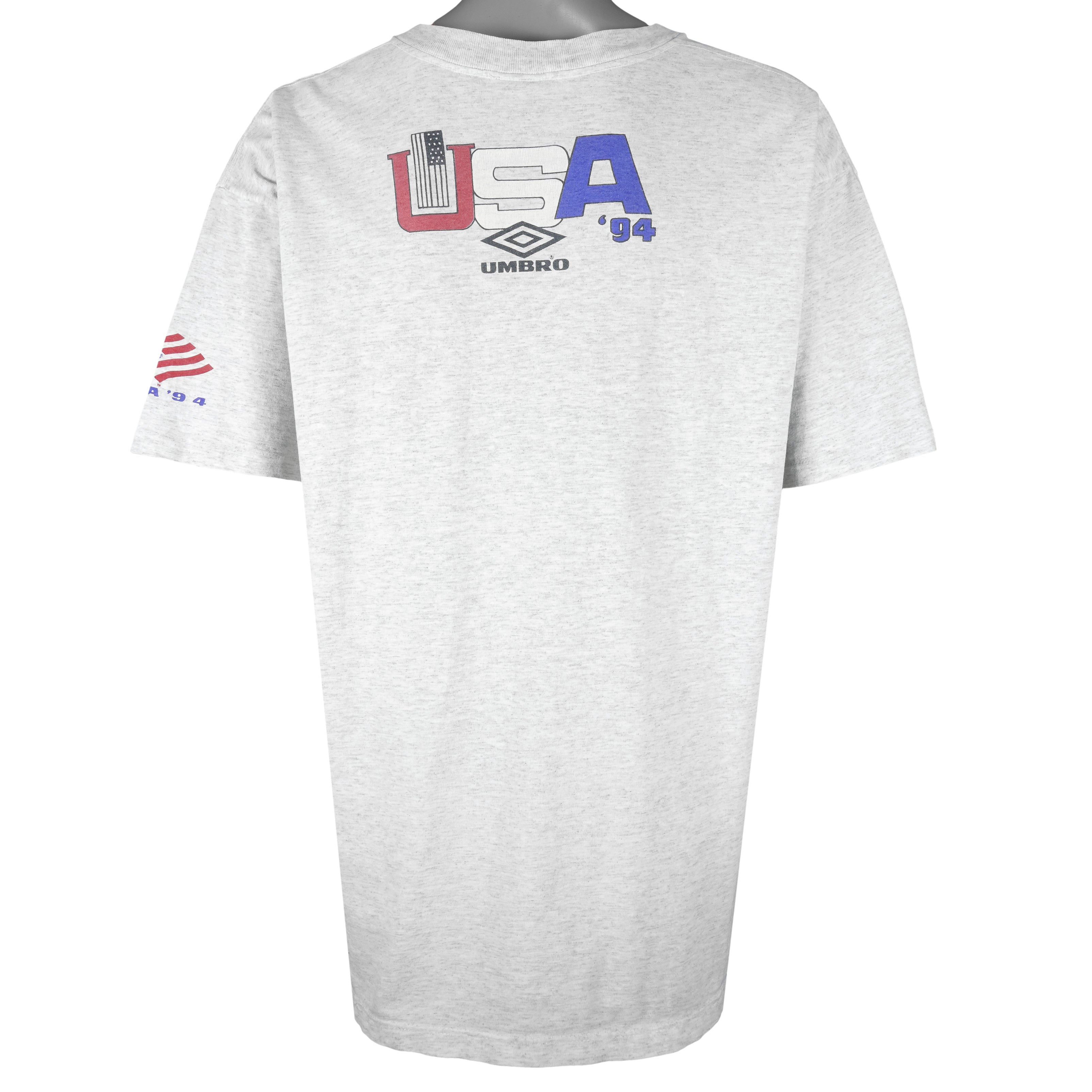 Umbro - Blue USA Flags Single Stitch T-Shirt 1994 X-Large Vintage Retro
