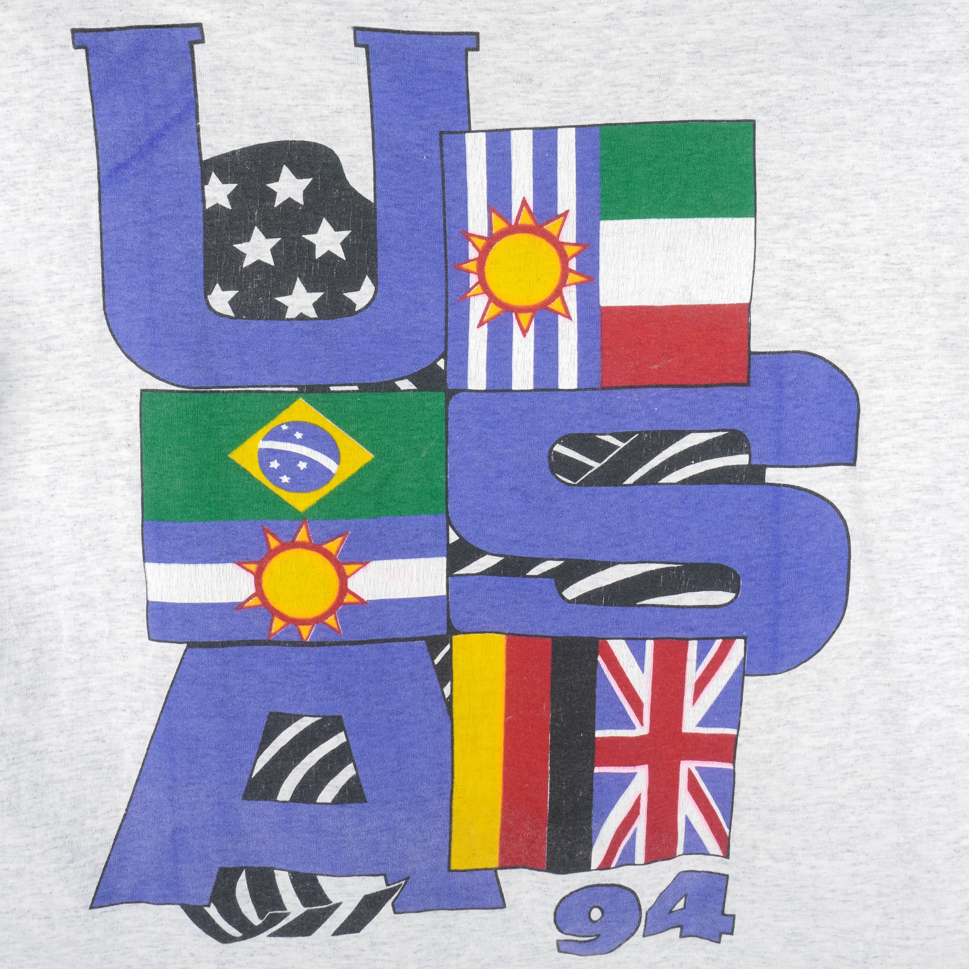 Umbro - Blue USA Flags Single Stitch T-Shirt 1994 X-Large Vintage Retro