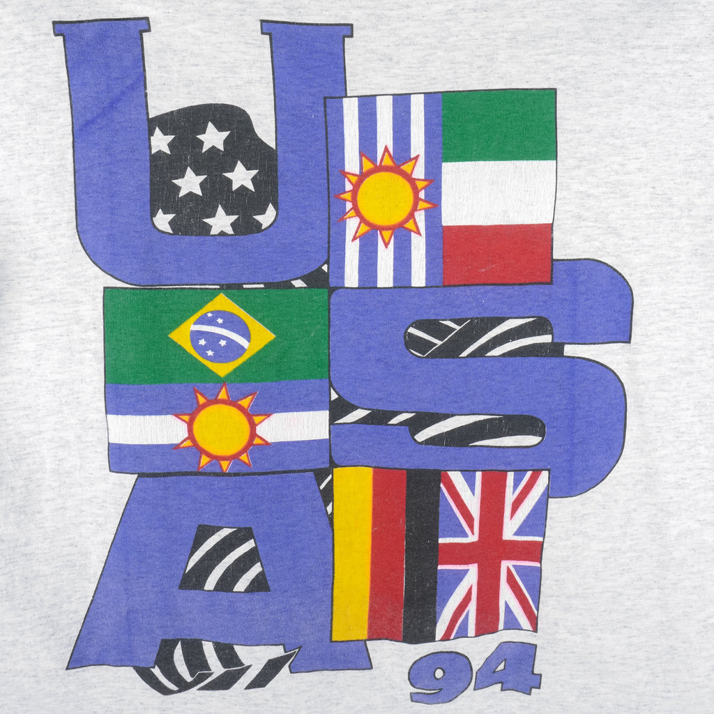 Umbro - Blue USA Flags Single Stitch T-Shirt 1994 X-Large Vintage Retro