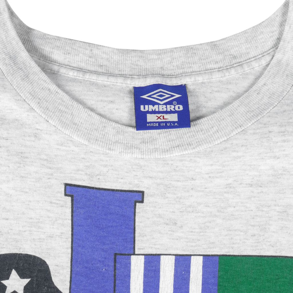 Umbro - Blue USA Flags Single Stitch T-Shirt 1994 X-Large Vintage Retro