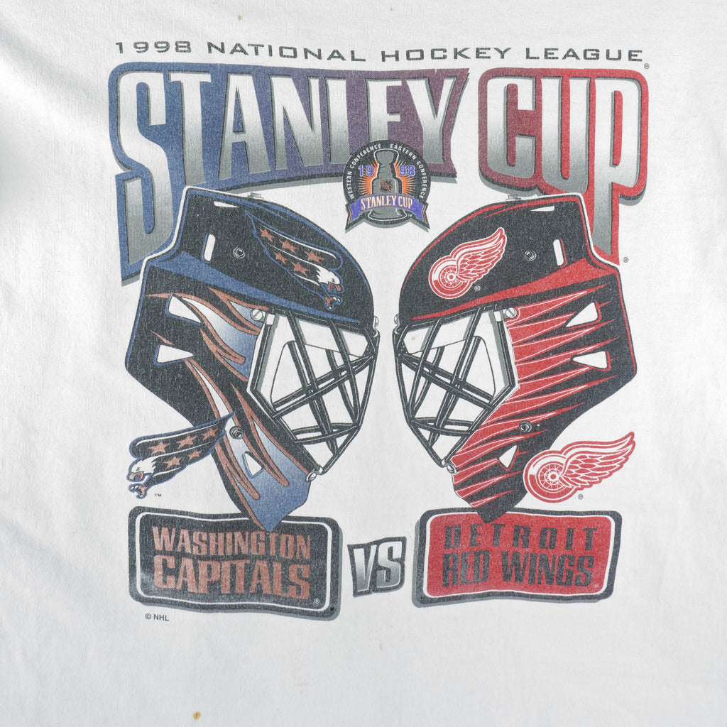 NHL - Detroit Red Wings VS Washington Capitals Single Stitch T-Shirt 1998 X-Large Vintage Retro Hockey