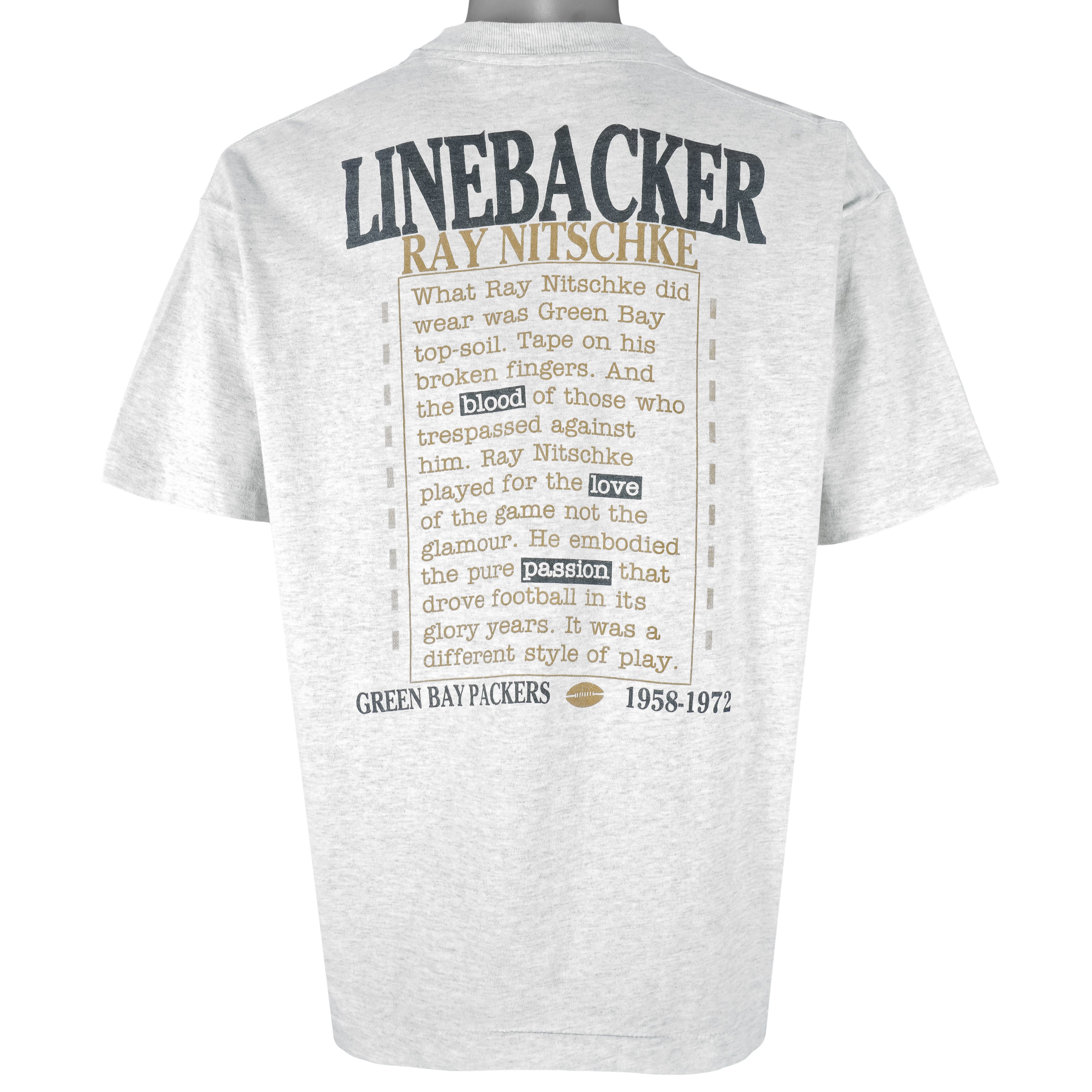 NFL (Salem) - Green Bay Packers Nitschke No. 66 T-Shirt 1993 X-Large Vintage Retro Football