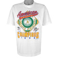 MLB (Logo 7) - Oakland Athletics Champs Single Stitch T-Shirt 1989 Large Vintage Retro Baseball