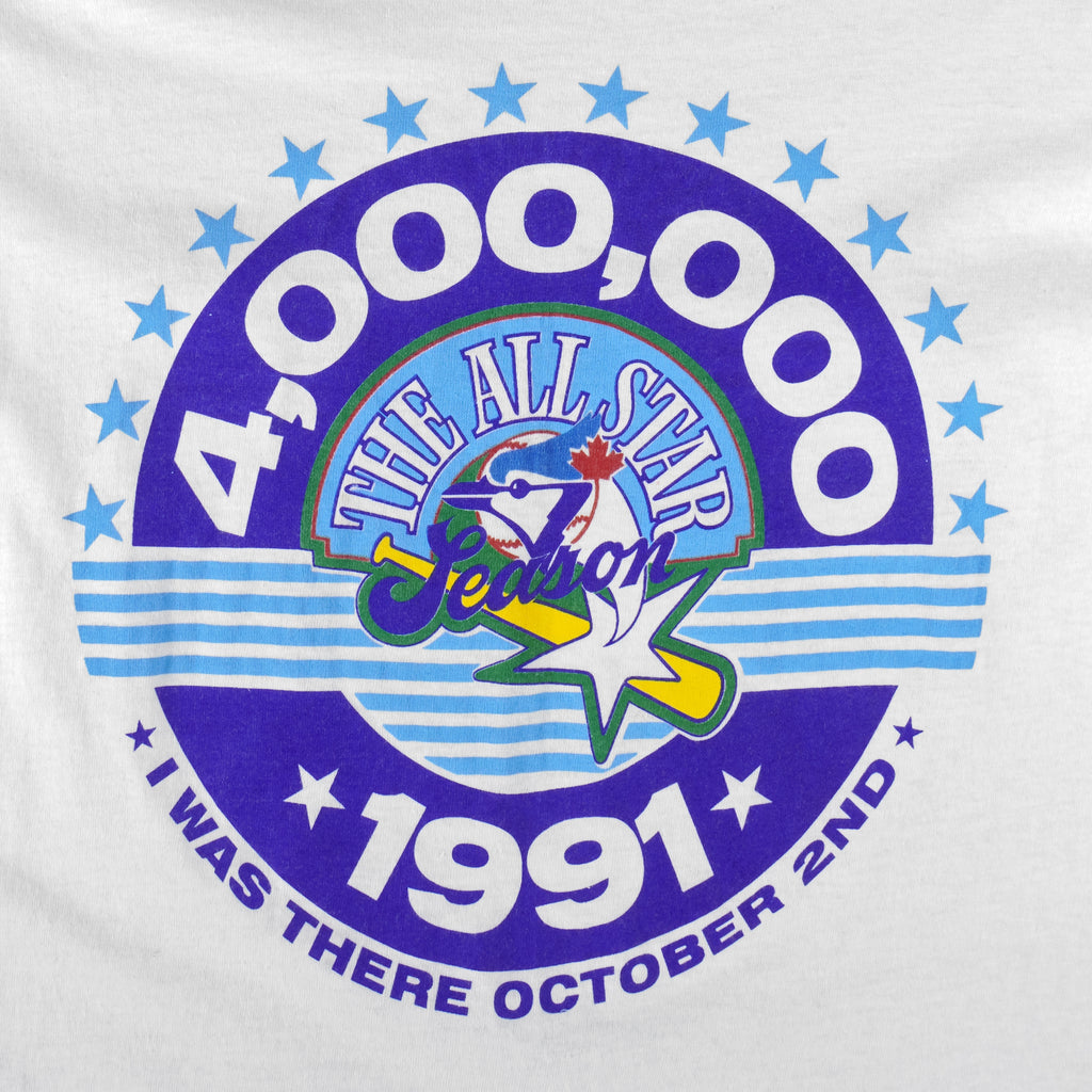 MLB - Toronto Blue Jays Single Stitch T-Shirt 1991 Large Vintage Retro Baseball