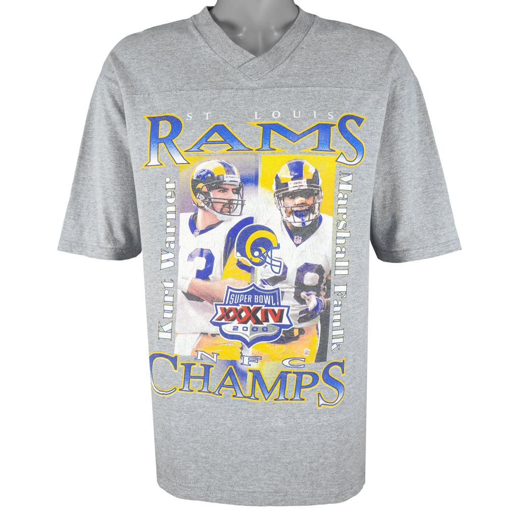 NFL (Sport Attack) - St. Louis Rams Kurt Warner & Marshall Faulk T-Shirt 2000 Large Vintage Retro Football