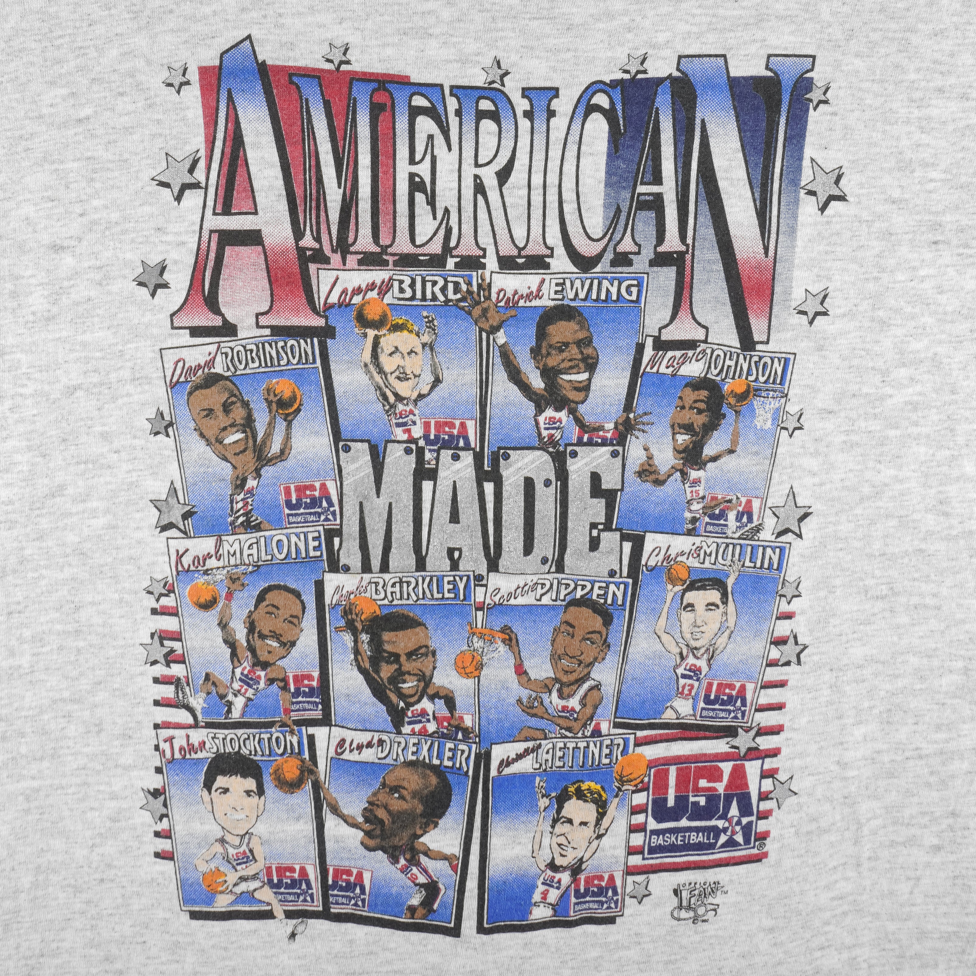 NBA (Fan) - USA Dream Team Olympic Caricature T-Shirt 1990s Large Vintage Retro Basketball