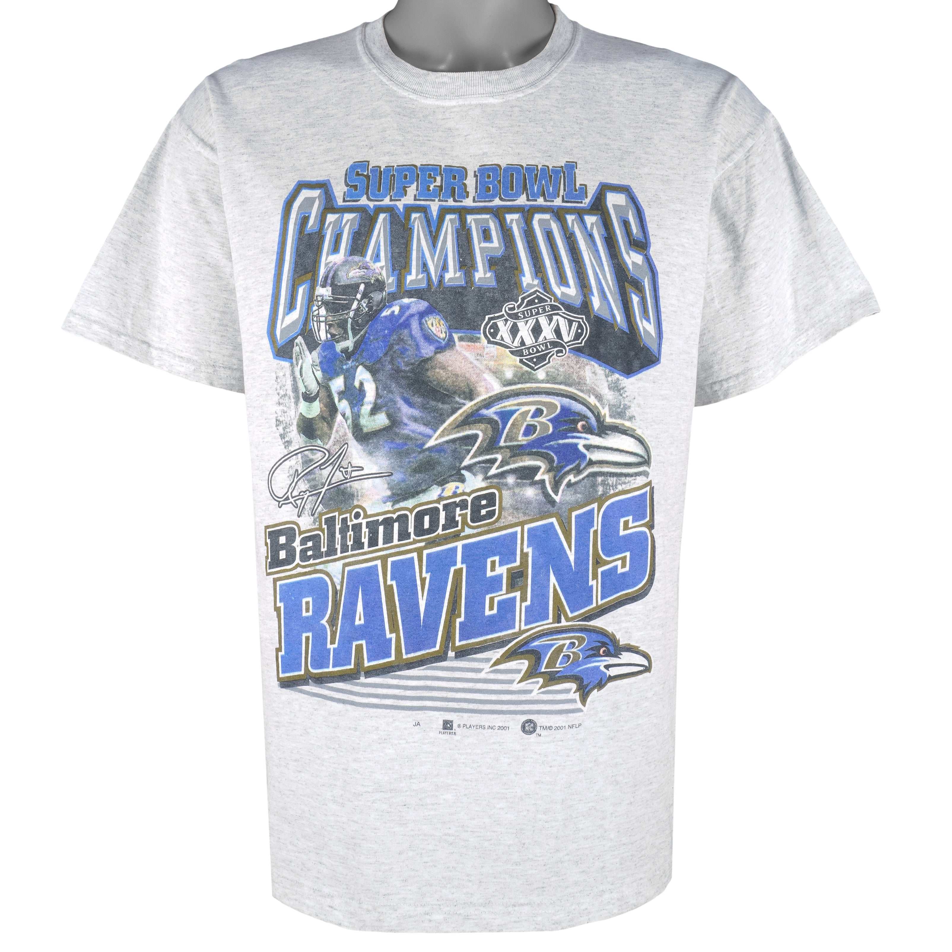 NFL (M&O Knits) - Baltimore Ravens Champions T-Shirt 2001 Large Vintage Retro Football