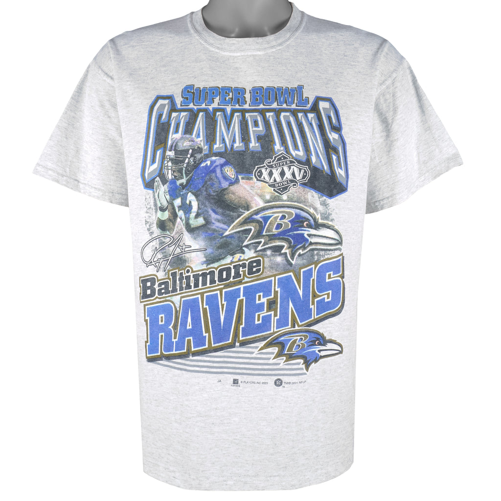 NFL (M&O Knits) - Baltimore Ravens Champions T-Shirt 2001 Large Vintage Retro Football