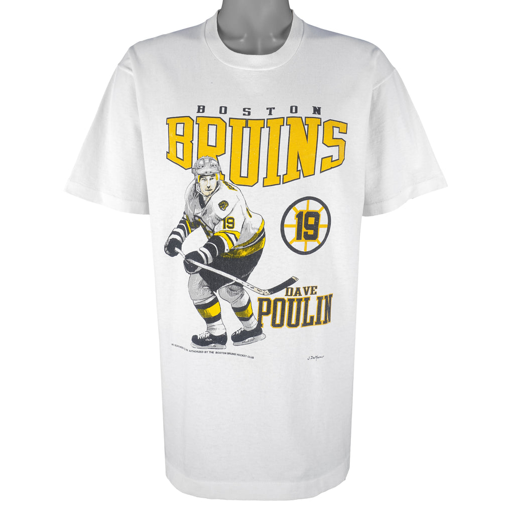 NHL - Boston Bruins Dave Poulin Single Stitch T-Shirt 1990 X-Large Vintage Retro Hockey